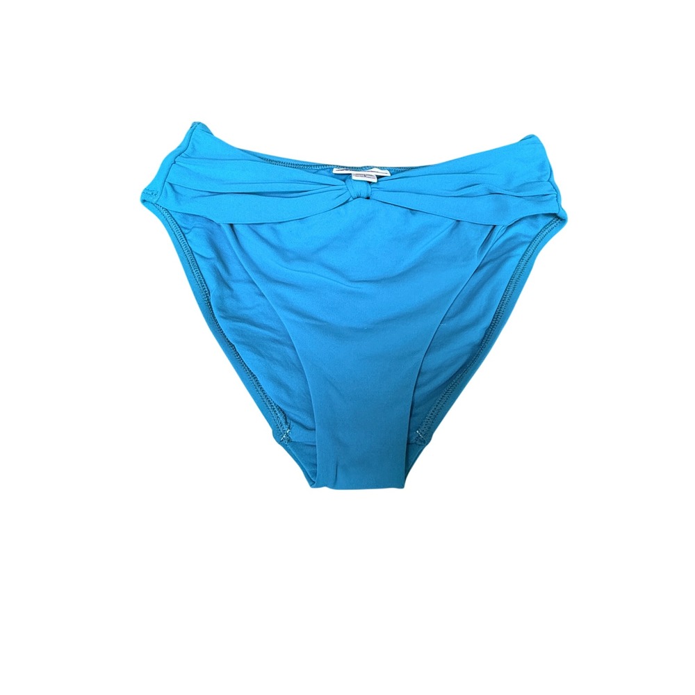 Robin Piccone Womens High Waisted Bikini Bottom Turquoise Blue Knot Front S